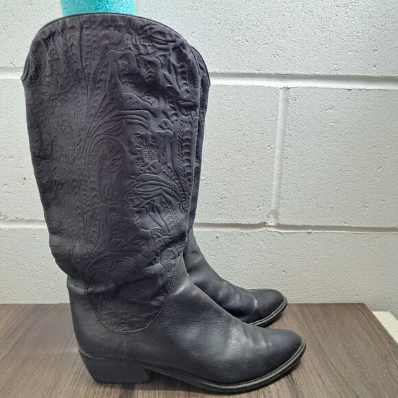 Bandolino Cowboy Boots Women's Black Leather Western Boots Size 8.5 - Picture 1 of 11